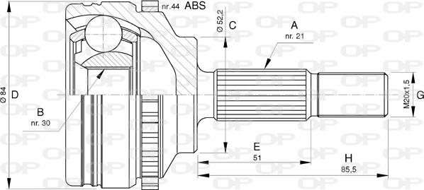 Open Parts CVJ5743.10 - Каре комплект, полуоска vvparts.bg