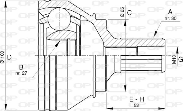 Open Parts CVJ5761.10 - Каре комплект, полуоска vvparts.bg