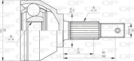 Open Parts CVJ5716.10 - Каре комплект, полуоска vvparts.bg