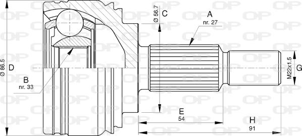 Open Parts CVJ5783.10 - Каре комплект, полуоска vvparts.bg