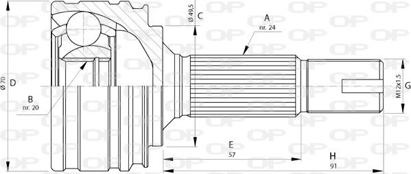 Open Parts CVJ5730.10 - Каре комплект, полуоска vvparts.bg