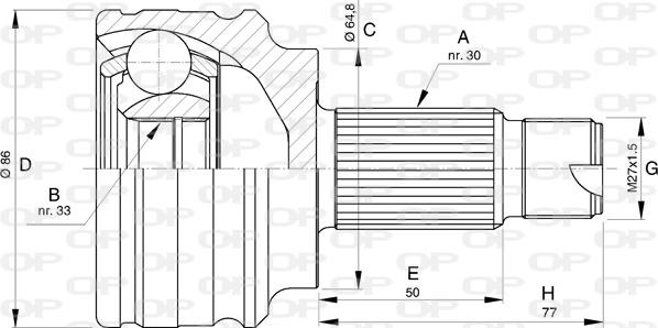 Open Parts CVJ5726.10 - Каре комплект, полуоска vvparts.bg