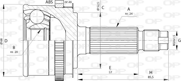 Open Parts CVJ5728.10 - Каре комплект, полуоска vvparts.bg