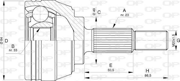 Open Parts CVJ5727.10 - Каре комплект, полуоска vvparts.bg