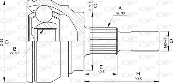 Open Parts CVJ5773.10 - Каре комплект, полуоска vvparts.bg