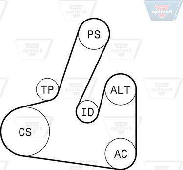 Optibelt 6 PK 1705KT1 - Комплект пистов ремък vvparts.bg
