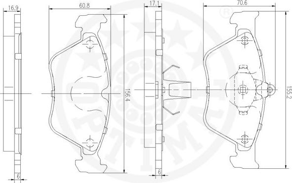 Optimal 9915 - Комплект спирачно феродо, дискови спирачки vvparts.bg