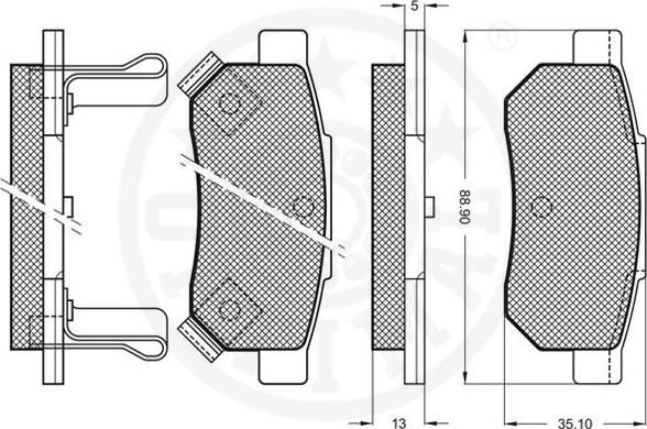 Optimal 9572 - Комплект спирачно феродо, дискови спирачки vvparts.bg