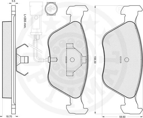 Optimal 9855 - Комплект спирачно феродо, дискови спирачки vvparts.bg