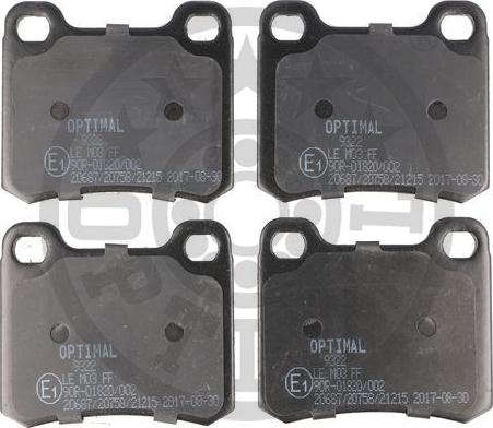 Optimal 9322 - Комплект спирачно феродо, дискови спирачки vvparts.bg