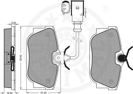 Optimal 10486 - Комплект спирачно феродо, дискови спирачки vvparts.bg