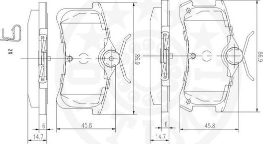 Optimal 12493 - Комплект спирачно феродо, дискови спирачки vvparts.bg