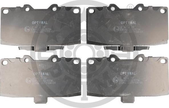 Optimal 12411 - Комплект спирачно феродо, дискови спирачки vvparts.bg