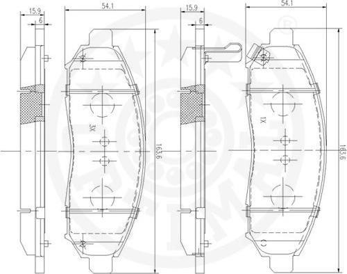 Optimal 12346 - Комплект спирачно феродо, дискови спирачки vvparts.bg