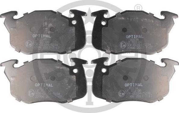 Optimal BP-10134 - Комплект спирачно феродо, дискови спирачки vvparts.bg