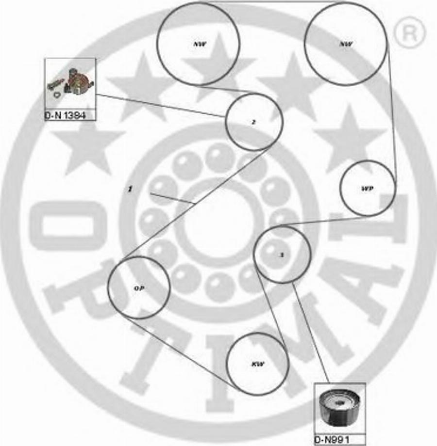 Optimal SK-1282 - Комплект ангренажен ремък vvparts.bg