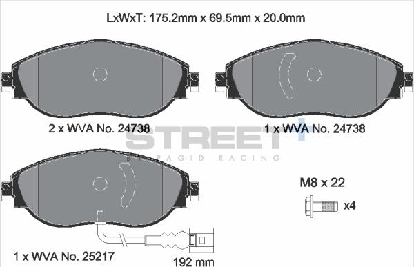 PAGID Racing T8092SP2001 - Комплект спирачно феродо, дискови спирачки vvparts.bg