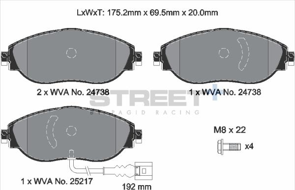 PAGID Racing T8192SP2001 - Комплект спирачно феродо, дискови спирачки vvparts.bg