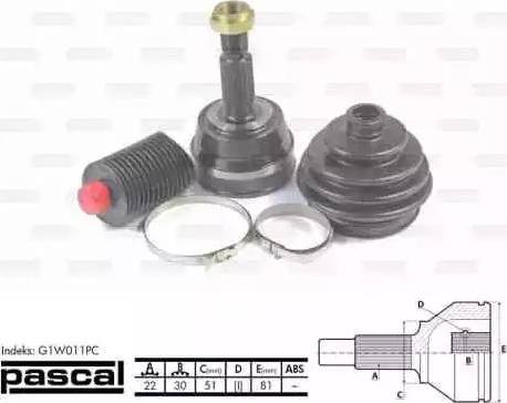 Pascal G1W011PC - Каре комплект, полуоска vvparts.bg