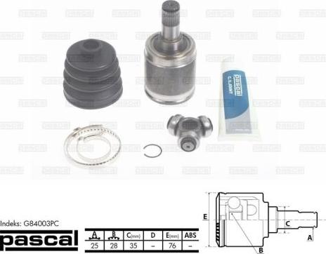 Pascal G84003PC - Каре комплект, полуоска vvparts.bg