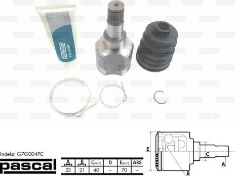 Pascal G7G004PC - Каре комплект, полуоска vvparts.bg