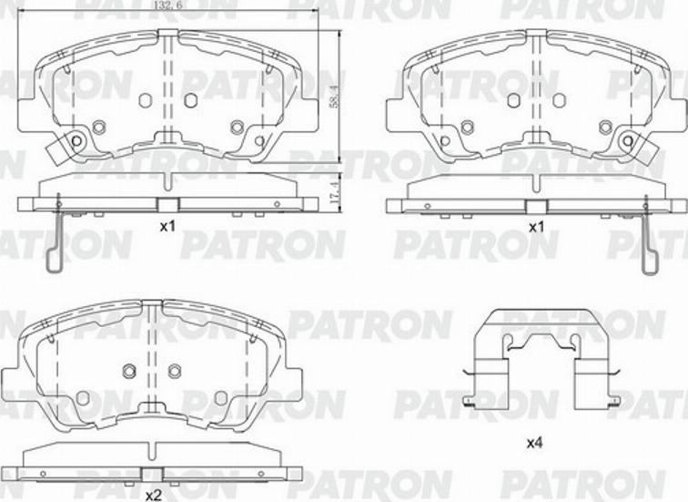 Patron PBP017 - Комплект спирачно феродо, дискови спирачки vvparts.bg