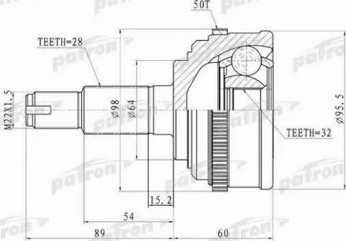 Patron PCV9574 - Каре комплект, полуоска vvparts.bg