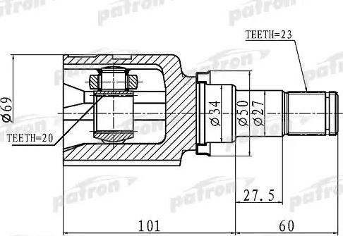 Patron PCV1458 - Каре комплект, полуоска vvparts.bg