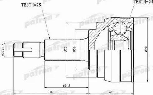 Patron PCV1416 - Каре комплект, полуоска vvparts.bg