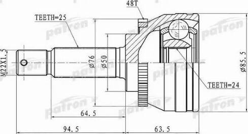 Patron PCV1611 - Каре комплект, полуоска vvparts.bg