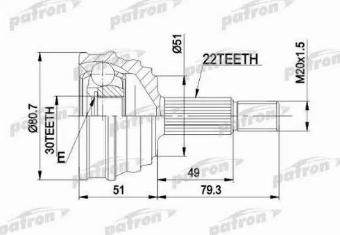 Patron PCV1049 - Каре комплект, полуоска vvparts.bg