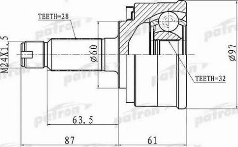 Patron PCV1076 - Каре комплект, полуоска vvparts.bg