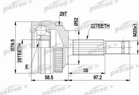 Patron PCV1116 - Каре комплект, полуоска vvparts.bg