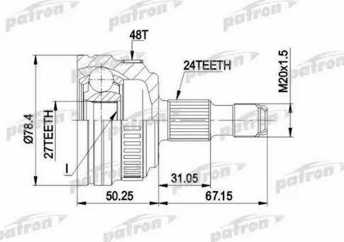 Patron PCV1367 - Каре комплект, полуоска vvparts.bg