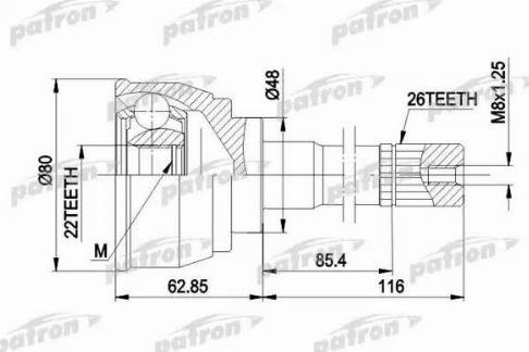 Patron PCV1380 - Каре комплект, полуоска vvparts.bg