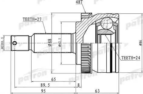 Patron PCV3036 - Каре комплект, полуоска vvparts.bg