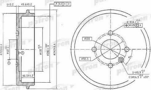 Patron PDR1247 - Спирачен барабан vvparts.bg