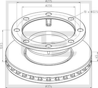 PE Automotive 046.385-00A - Спирачен диск vvparts.bg