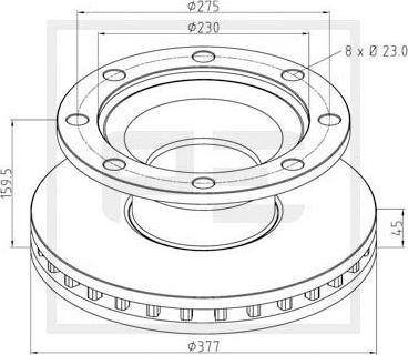 PE Automotive 046.374-00A - Спирачен диск vvparts.bg