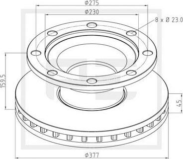 PE Automotive 046.375-00A - Спирачен диск vvparts.bg