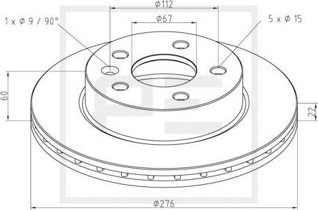 PE Automotive 016.654-00A - Спирачен диск vvparts.bg