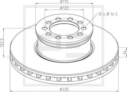 PE Automotive 016.662-00A - Спирачен диск vvparts.bg