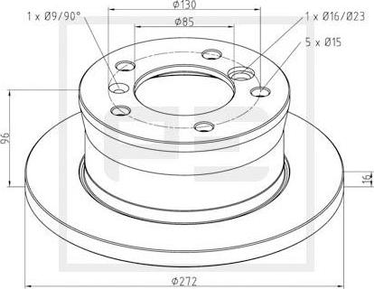 PE Automotive 016.292-00A - Спирачен диск vvparts.bg