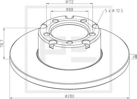 PE Automotive 016.285-00A - Спирачен диск vvparts.bg