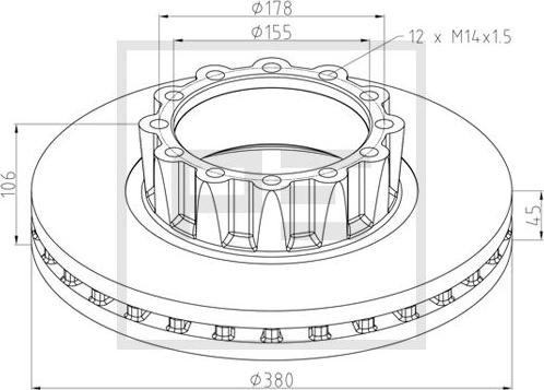 PE Automotive 036.005-00A - Спирачен диск vvparts.bg