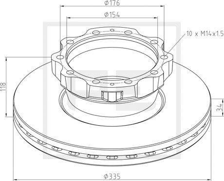 PE Automotive 036.130-10A - Спирачен диск vvparts.bg