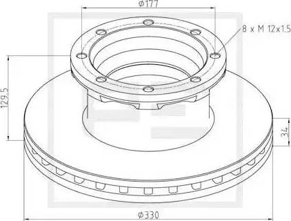 PE Automotive 036.123-00A - Спирачен диск vvparts.bg