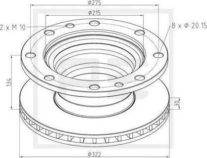 PE Automotive 026.654-10A - Спирачен диск vvparts.bg