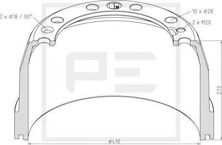 PE Automotive 146.132-00A - Спирачен барабан vvparts.bg