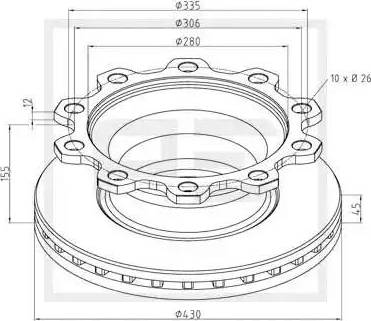 PE Automotive 186.100-00A - Спирачен диск vvparts.bg